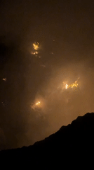 Fires burn across mountain slopes near Ақши, Kazakhstan