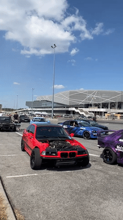 Racing cars gather at Arena Lviv for automotive event