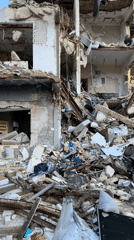 Severely damaged building documented in Tel Aviv