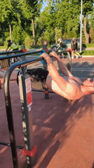 Man performs human flag exercise in Moscow park