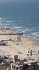 Morning beach activity captured in Bat Yam, Israel
