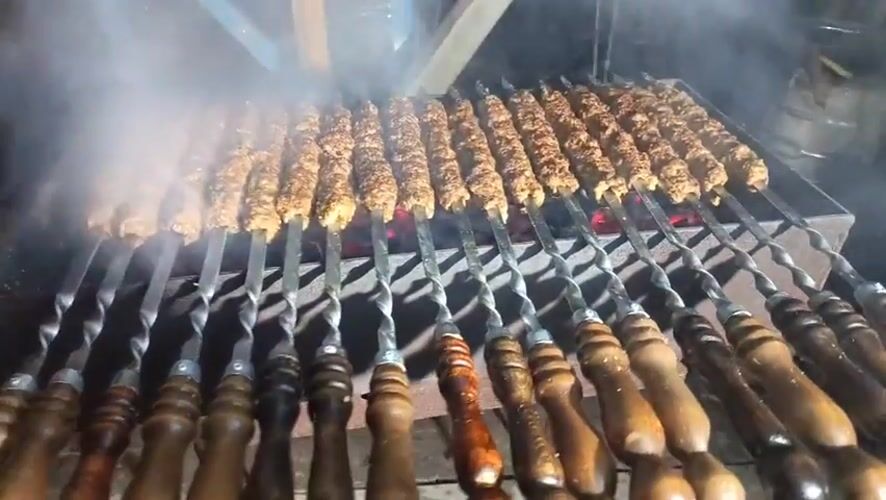Backyard barbecue gathering with kebabs documented in Nizhnevartovsk