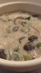 Mushroom soup documented in Shibuya ceramic pot