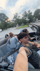 Group takes selfies in convertible on Plovdiv road