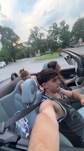 Group takes selfies in convertible on Plovdiv road