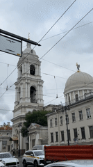 St. Petersburg bell tower and golden dome, two angles