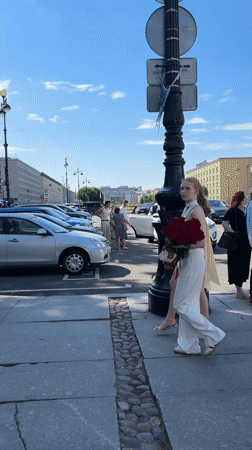 Smolny Cathedral and summer streets in Saint Petersburg