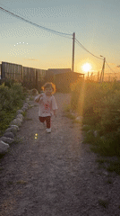 Sunset backyard in Kempelevo: dogs, a kitten, and a kid
