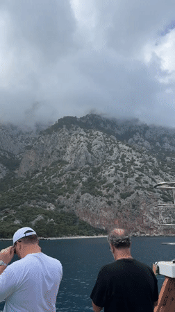 Beach visitors document coastal scenes near Kumluca, Turkey