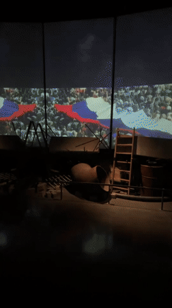 Museum visitor documents Yeltsin Center exhibits in Yekaterinburg