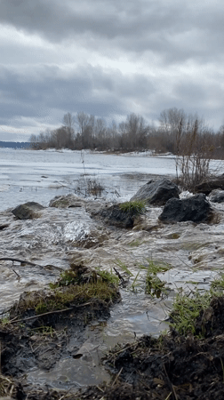Spring thaw documented at frozen lake in Chaykovsky, Russia