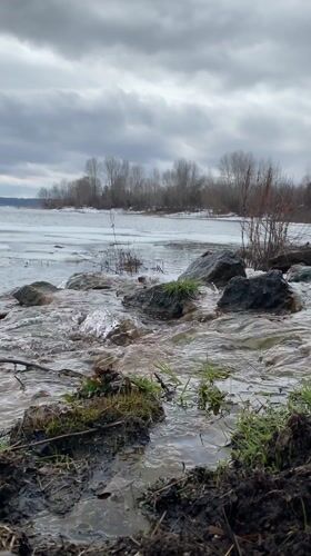 Spring thaw documented at frozen lake in Chaykovsky, Russia