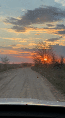 Sunset captured on dirt road near Kamyshin, Russia