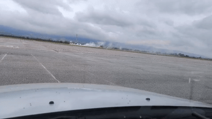 Airport tarmac filmed from vehicle in Krumovo, Bulgaria