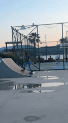 Rollerblader performs tricks at Fethiye skate park