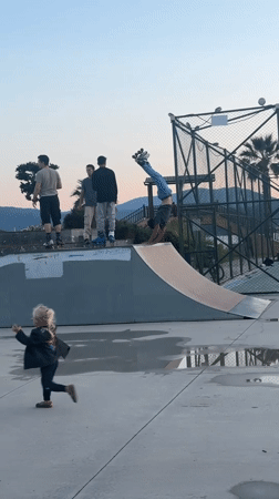 Rollerblader performs tricks at Fethiye skate park