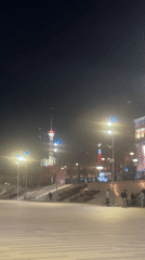 Evening stroll through illuminated Perm city center landmarks captured