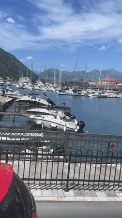Leisure activity observed at Kotor marina on sunny morning