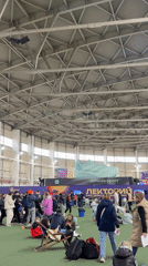 Indoor arena event documented in Kazan with dining facilities