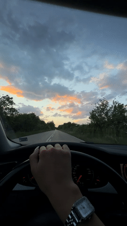 Driver travels rural road in Montana, Bulgaria