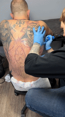 Tattoo session underway at Saint Petersburg studio