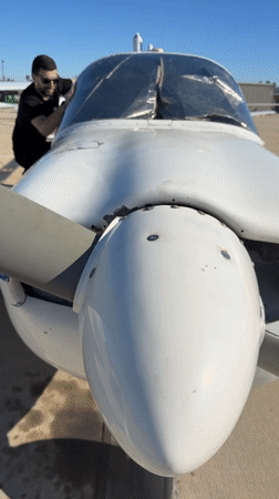 Up-close look at a small plane's cockpit, inside and out
