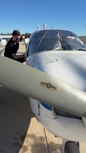 Up-close look at a small plane's cockpit, inside and out