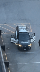 Police officers gather around a vehicle in a Coquitlam parking lot