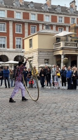 Street performers entertain crowds across central London tourist areas