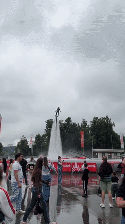 Flyboarding stunts and outdoor water activities in Moscow
