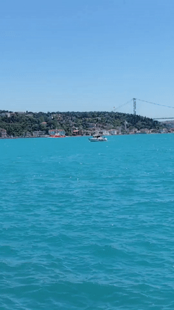 Ferry traffic and boating activity on Bosphorus Strait