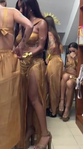 Rooftop party meets gold-costumed performers backstage in Kuta Selatan
