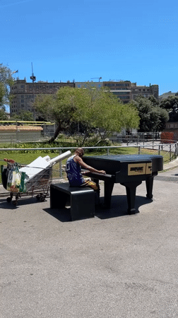 Street performers and skateboarders active in Barcelona plazas