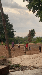 Children play outdoors in rural Igbara, Nigeria village setting