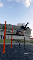Man performs handstands at outdoor fitness park in Burgas