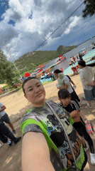 Tourist boat excursion captures selfies on Burabay lake, Kazakhstan