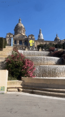 Sunny afternoon at Montjuïc — fountains, palace, and street music