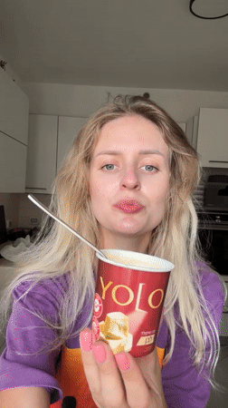 Casual afternoon at home in Petah Tikva with yogurt and selfies