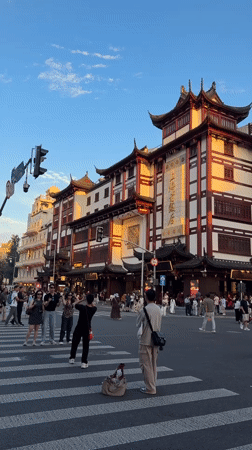 Morning hangout in Shanghai's old town, McDonald's in hand
