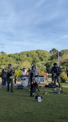 Funk Stones band performs outdoor park concert in Buenos Aires