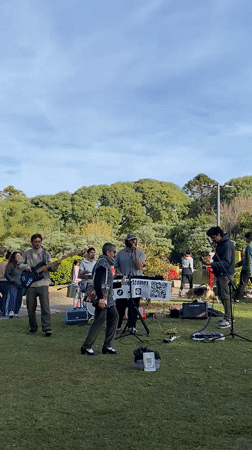 Funk Stones band performs outdoor park concert in Buenos Aires