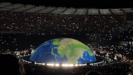 Tbilisi stadium concert features massive rotating Earth projection
