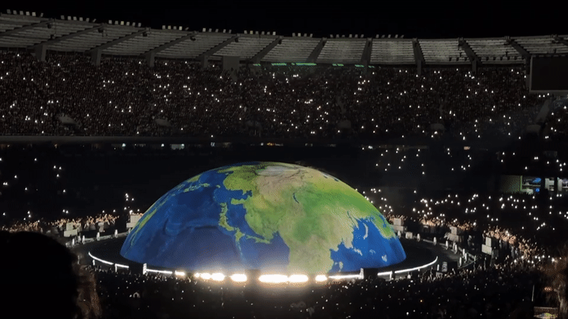 Tbilisi stadium concert features massive rotating Earth projection