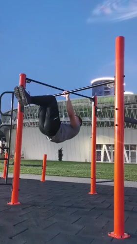 Evening calisthenics workout session captured at Burgas outdoor fitness park