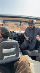Two men spotted in open-top jeep in Tinajo, Spain