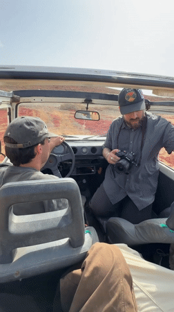 Two men spotted in open-top jeep in Tinajo, Spain