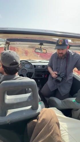 Two men spotted in open-top jeep in Tinajo, Spain