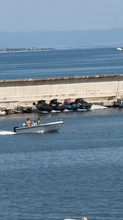 Motorboats and jet skis out on the water near Chernomorets