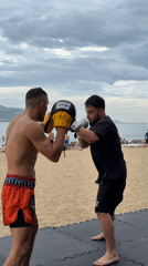 Muay Thai sparring on the beach in Nha Trang