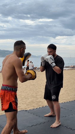 Muay Thai sparring on the beach in Nha Trang